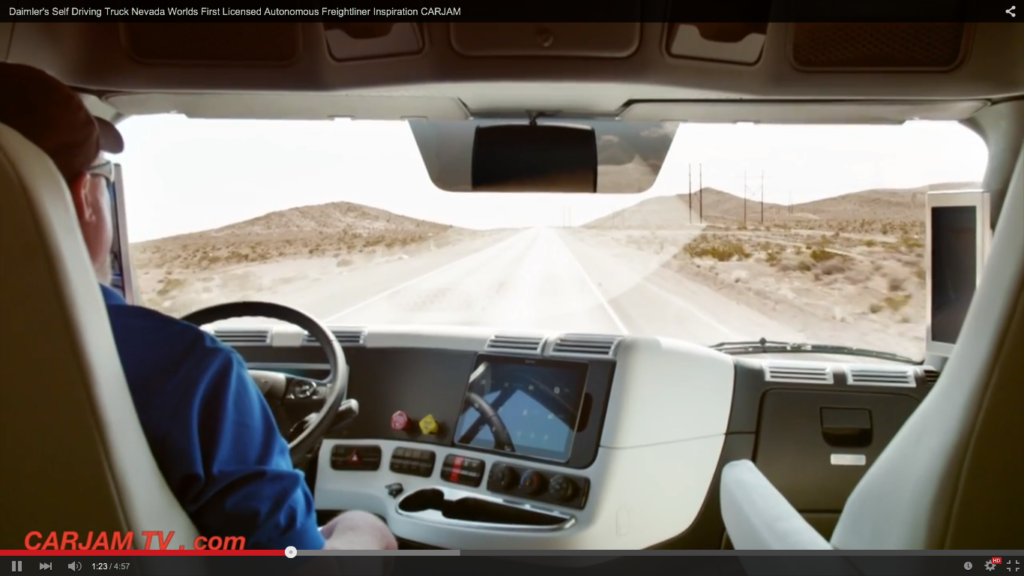 First self-driving semi truck on road 