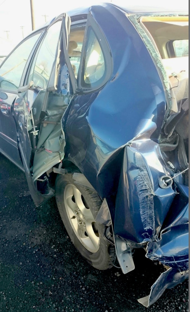 Car after semi truck crash_Trucking Watchdog Coluccio Law