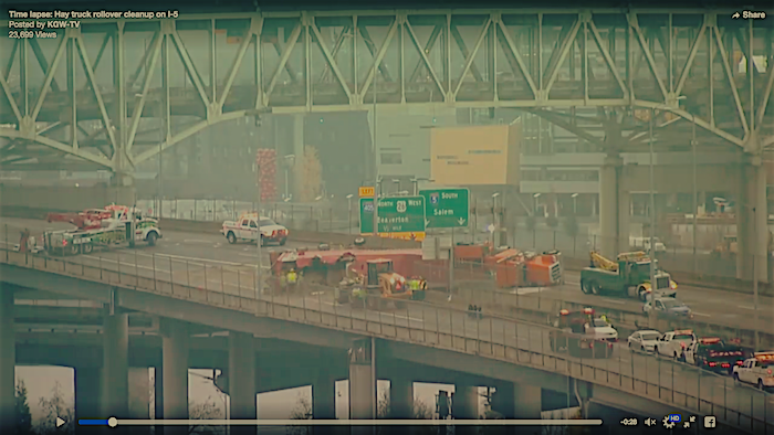 Semi truck accident I-5 bridge KGW