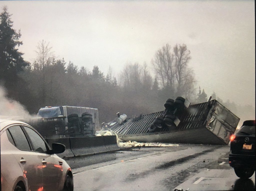 WSP-Semi truck crash I5 rollover